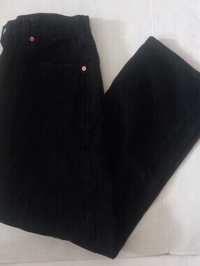 Levi's 505 Regular Fit Black Denim Jeans Mens 36x30